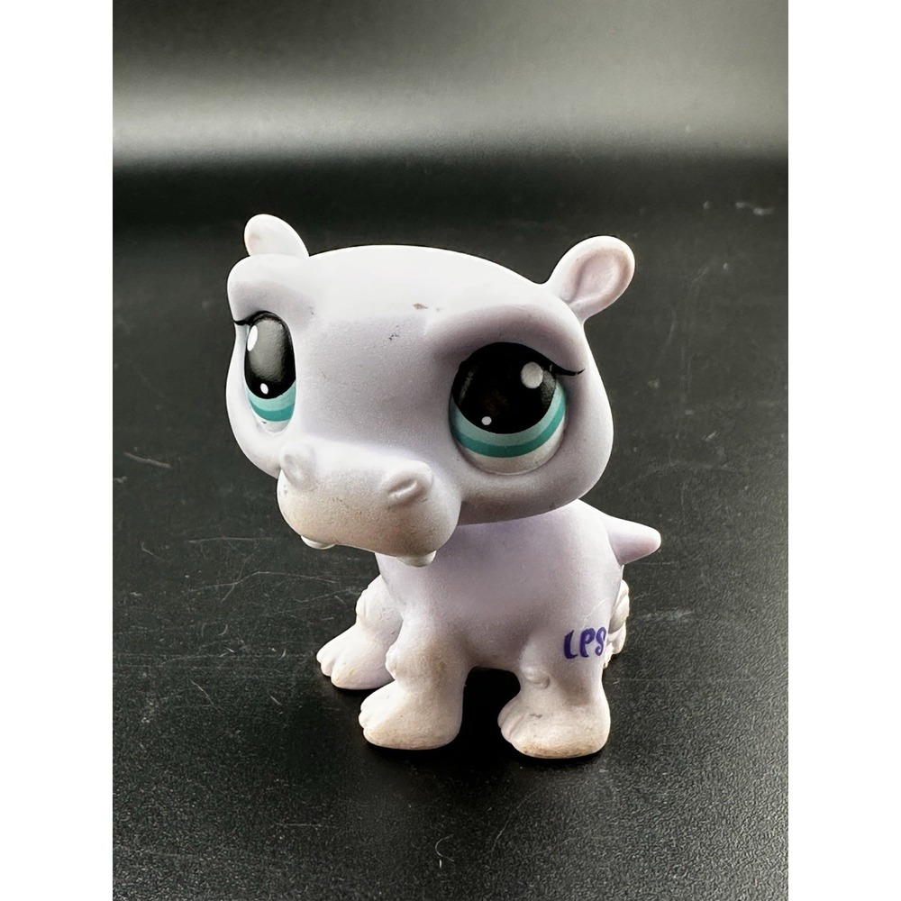 Littlest Pet Shop 986 Purple Lavender Hippo LPS Authentic G3 2008‎ Teal Eyes